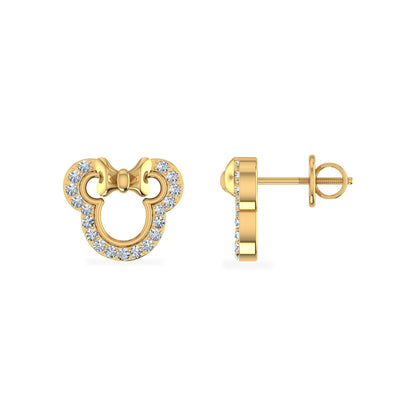 10K Yellow Gold Round Diamond Designer Stud Earrings 1/10 Ctw