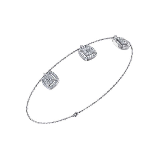 14K White Gold Square Bracelet 3/4 Ctw