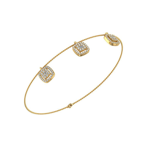 14K Yellow Gold Square Bracelet 3/4 Ctw