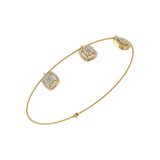 14K Yellow Gold Square Bracelet 3/4 Ctw