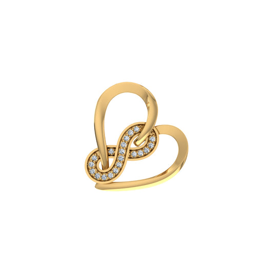 10K Yellow Gold Round Diamond Heart Shape Twisted Infinity Pendant 1/25 Ctw