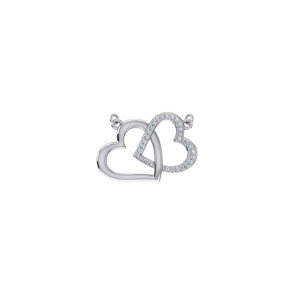 10K White Gold Round Diamond Double Heart Pendant 1/20 Ctw
