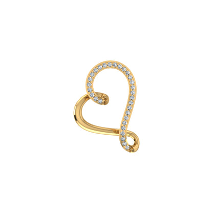 10K Yellow Gold Round Diamond Twisted Heart Shape Pendant 1/20 Ctw