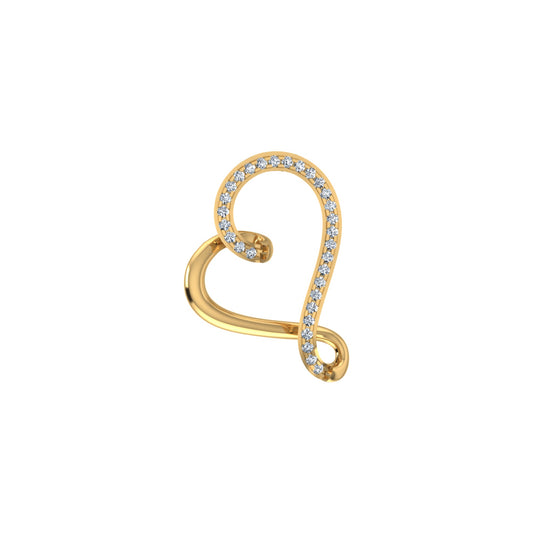 10K Yellow Gold Round Diamond Twisted Heart Shape Pendant 1/20 Ctw