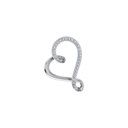 10KT White Gold Round Diamond Twisted Heart Shape Pendant 1/20 Ctw