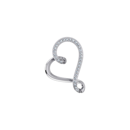 10KT White Gold Round Diamond Twisted Heart Shape Pendant 1/20 Ctw