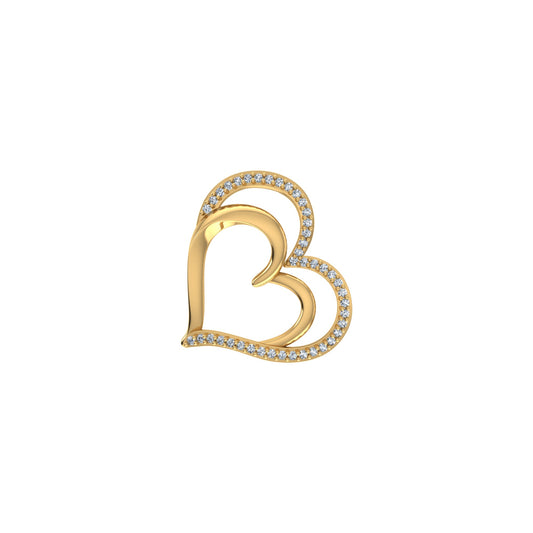 10K Yellow Gold Round Diamond Double Heart Pendant 1/10 Ctw