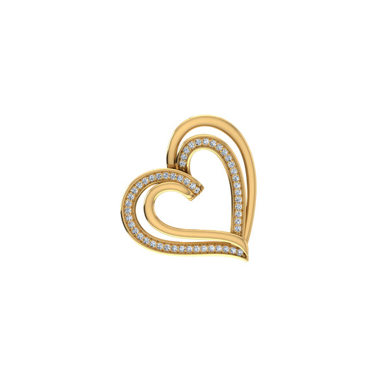 10K Yellow Gold Round Diamond Double Womens Heart Pendant 1/10 Ctw