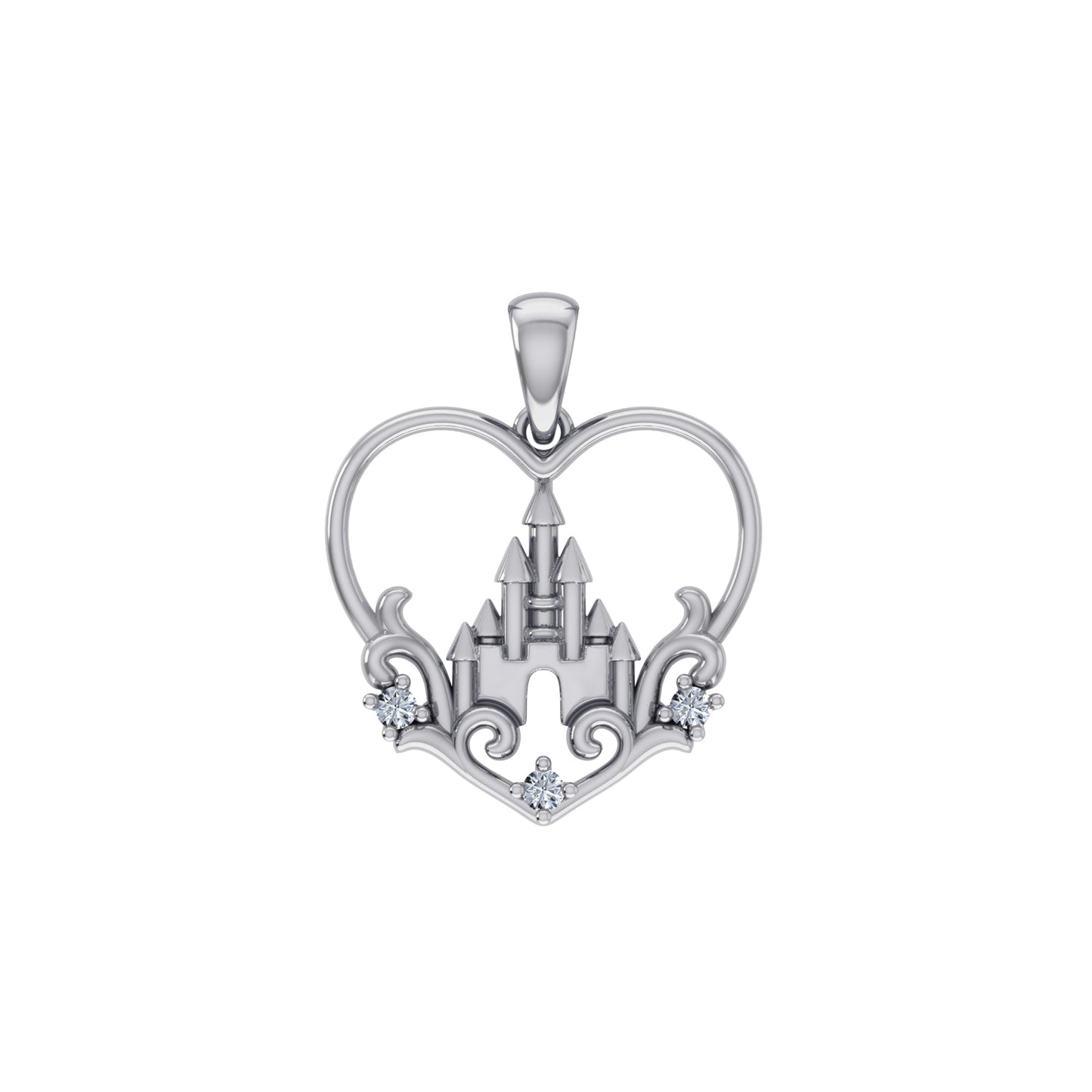 10K White Gold Round Diamond Womens Heart Designer Pendant 1/10 Ctw