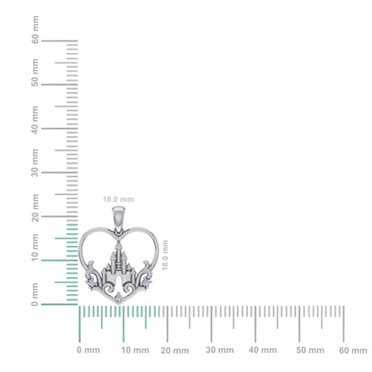 10K White Gold Round Diamond Womens Heart Designer Pendant 1/10 Ctw