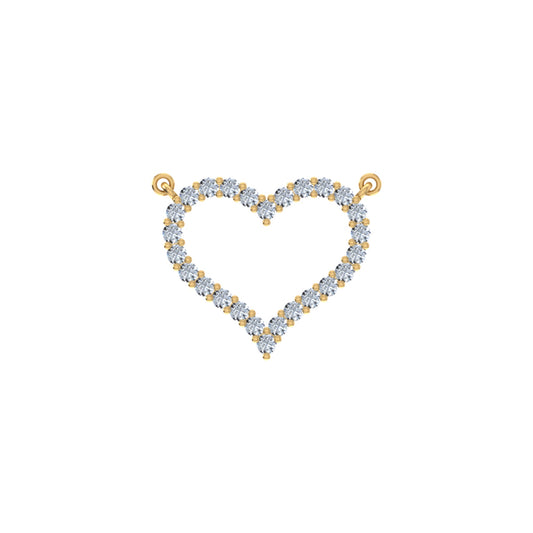 10K Yellow Gold Round Diamond Womens Heart Pendant 1/2 Ctw