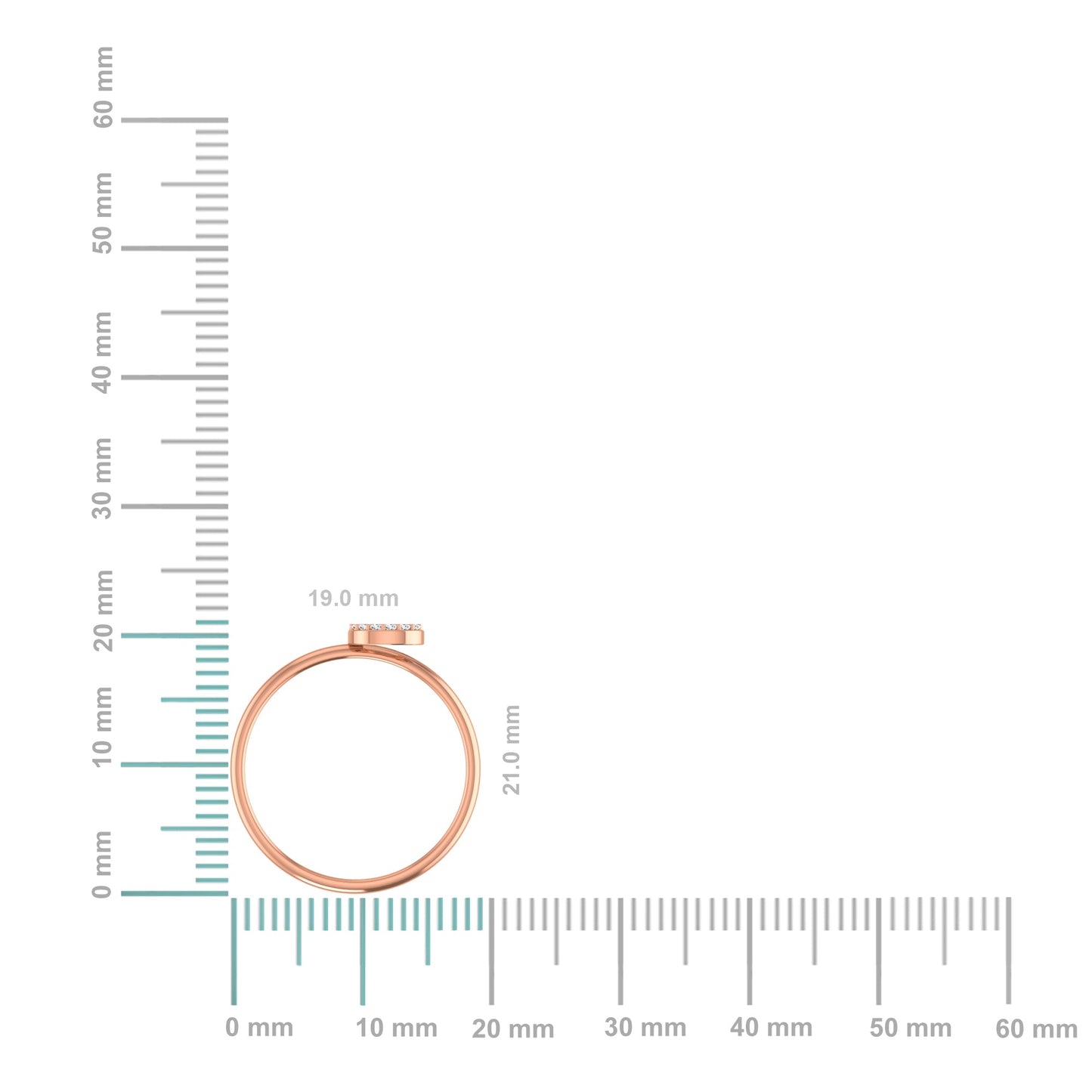 10K Rose Gold Womens Round Diamond C Initial Letter Ring 1/25 Ctw