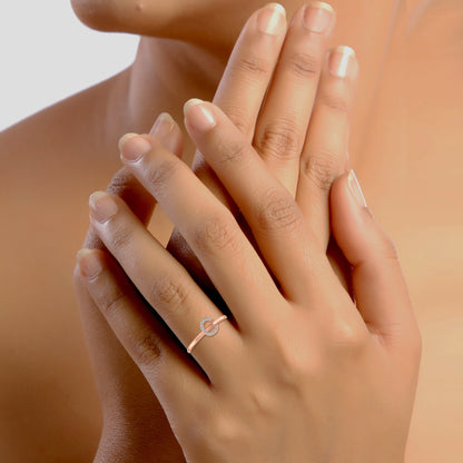 10K Rose Gold Womens Round Diamond C Initial Letter Ring 1/25 Ctw