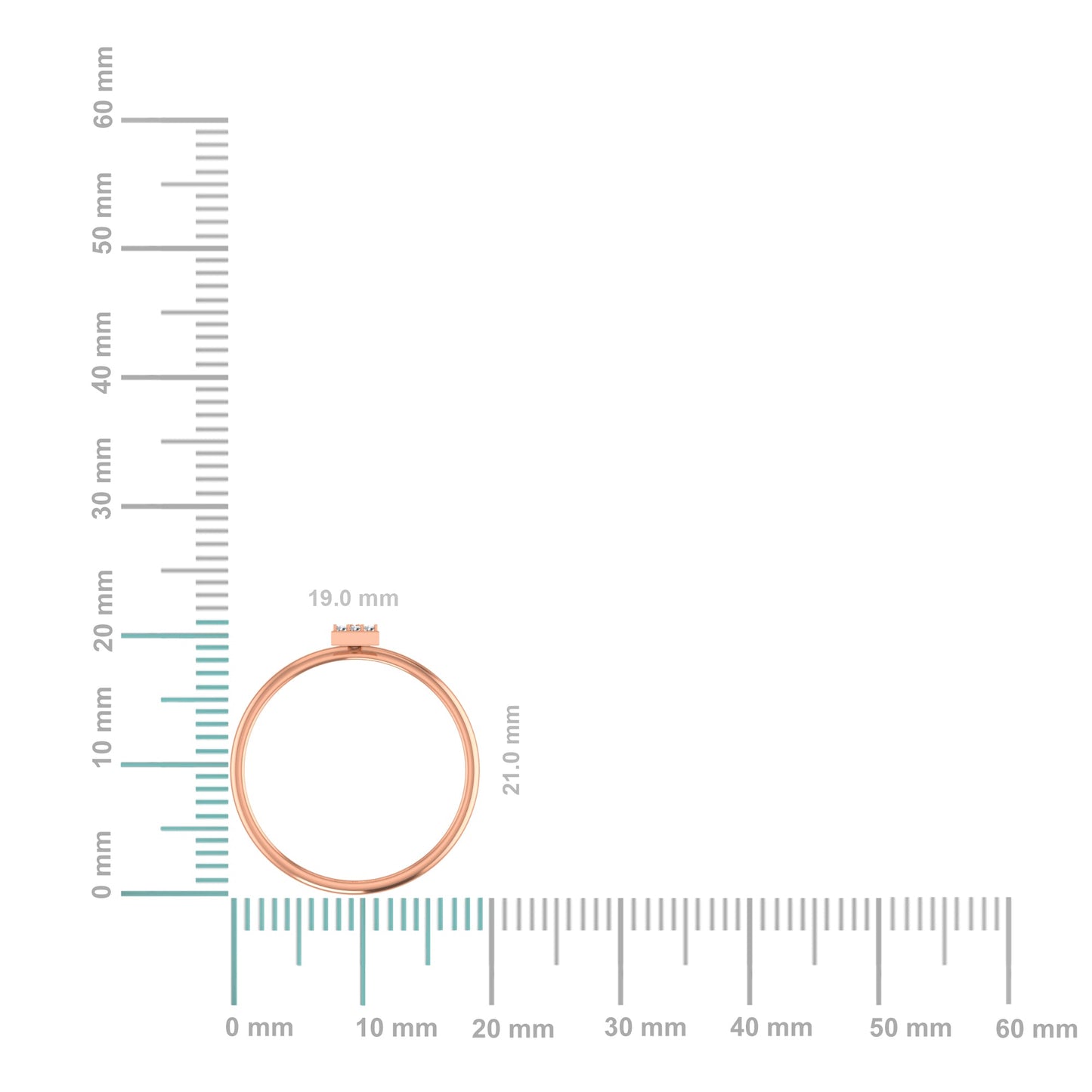 10K Rose Gold Womens Round Diamond I Initial Letter Ring 1/25 Ctw