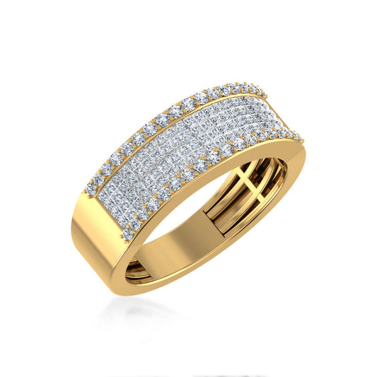 10K Yellow Gold Princess Diamond Mens Invisible Band 1-1/5 Ctw