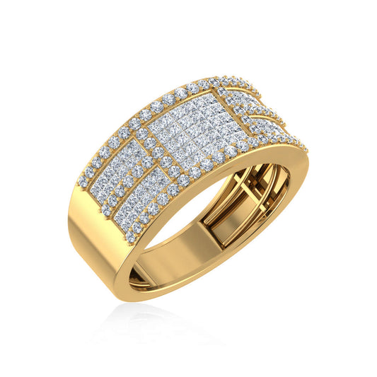 10K Yellow Gold Princess Diamond Mens Invisible Band 1-7/8 Ctw