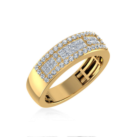 10K Yellow Gold Princess Diamond Mens Invisible Band 1-1/8 Ctw
