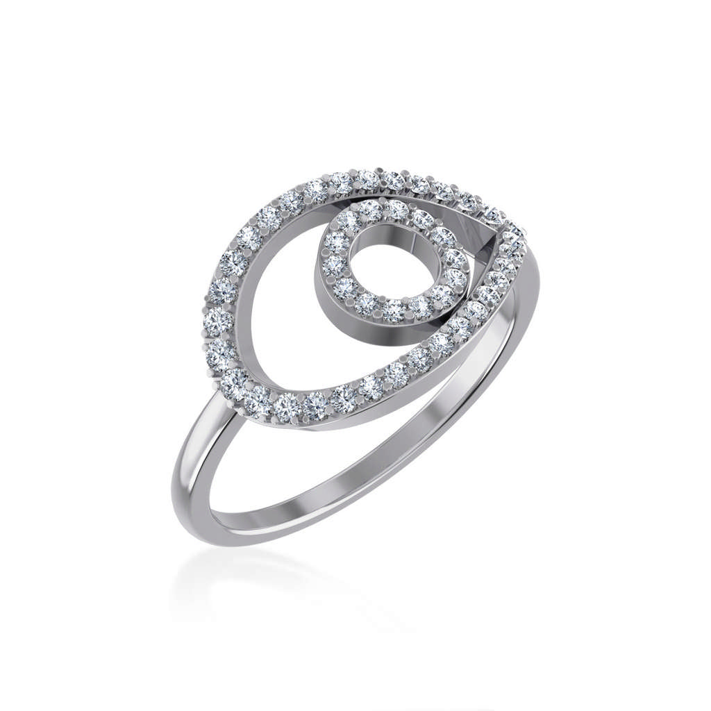 10K White Gold Round Diamond Pear Shape Womens Negative Gap Ring 1/3 Ctw