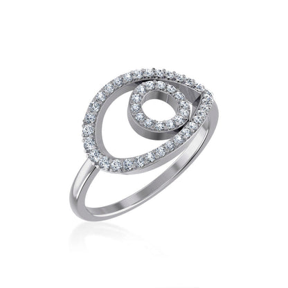 10K White Gold Round Diamond Pear Shape Womens Negative Gap Ring 1/3 Ctw