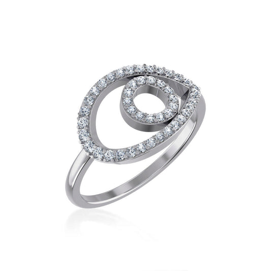 10K White Gold Round Diamond Pear Shape Womens Negative Gap Ring 1/3 Ctw
