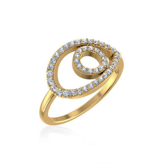 10K Yellow Gold Round Diamond Pear Shape Womens Negative Gap Ring 1/3 Ctw