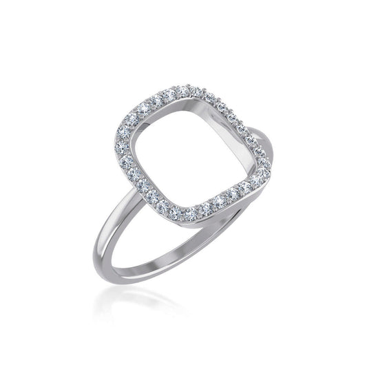10K White Gold Round Diamond Square Shape Womens Negative Gap Ring 1/4 Ctw