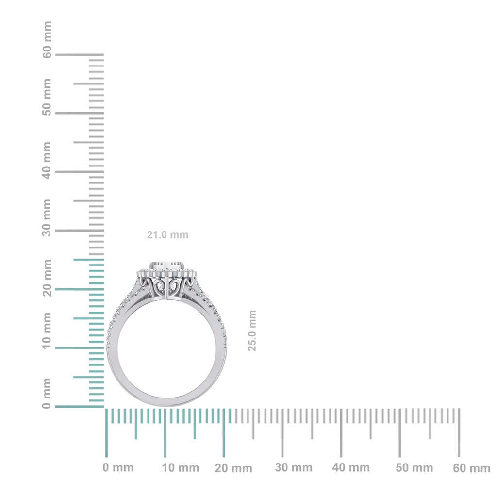 10K White Gold Womens Round Diamond Big Bridal Marquise Shape Ring 1-1/2 Ctw