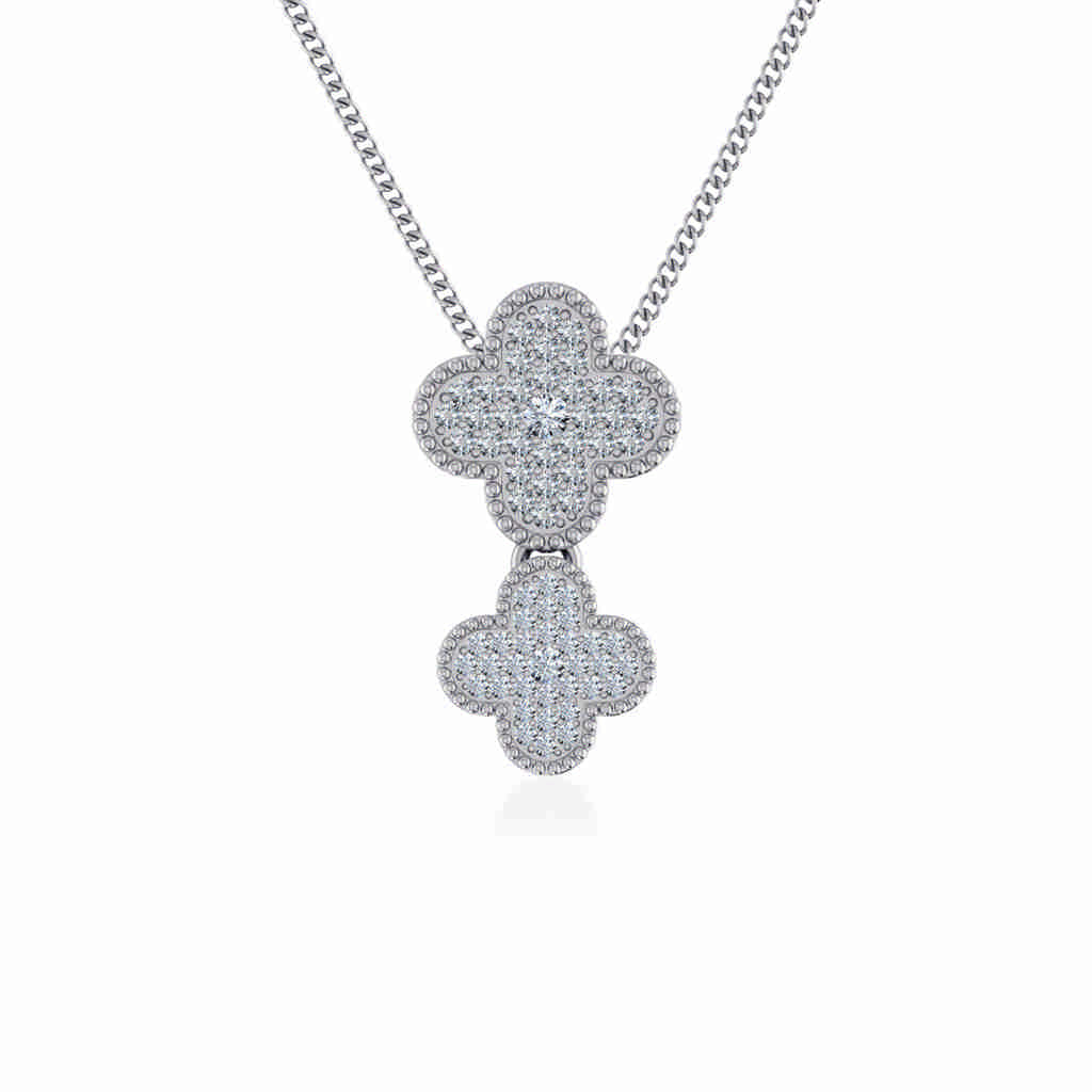 10K White Gold Womens Round Diamond Cluster Top Open Pendant 1/6 Ctw