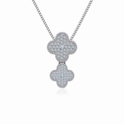 10K White Gold Womens Round Diamond Cluster Top Open Pendant 1/6 Ctw