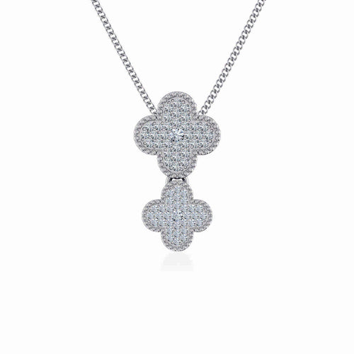 10K White Gold Womens Round Diamond Cluster Top Open Pendant 1/6 Ctw