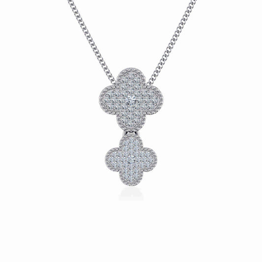10K White Gold Womens Round Diamond Cluster Top Open Pendant 1/6 Ctw