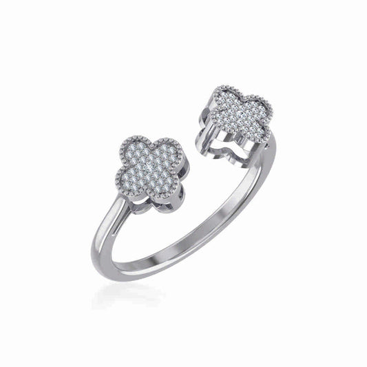 10K White Gold Womens Round Diamond Cluster Top Open Ring 1/10 Ctw
