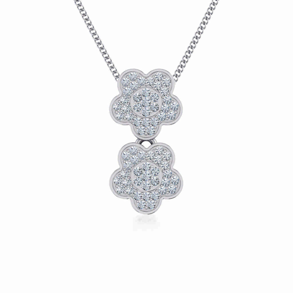 10K White Gold Womens Round Diamond Floral Cluster Top Open Pendant 1/5 Ctw