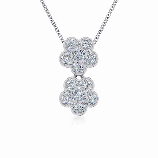 10K White Gold Womens Round Diamond Floral Cluster Top Open Pendant 1/5 Ctw