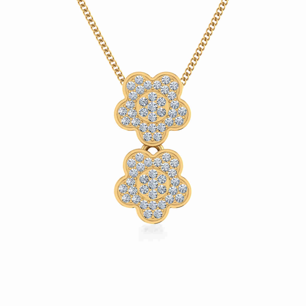 10K Yellow Gold Womens Round Diamond Floral Cluster Top Open Pendant 1/5 Ctw