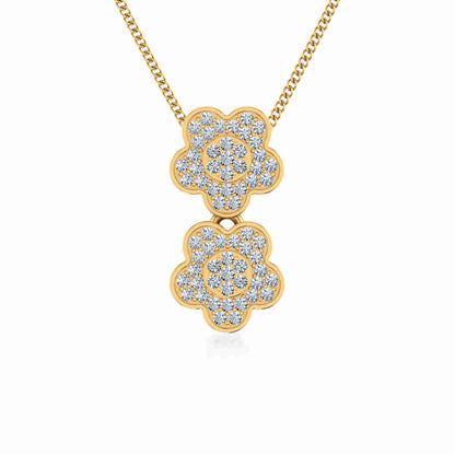 10K Yellow Gold Womens Round Diamond Floral Cluster Top Open Pendant 1/5 Ctw