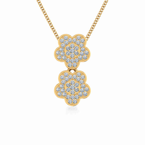 10K Yellow Gold Womens Round Diamond Floral Cluster Top Open Pendant 1/5 Ctw