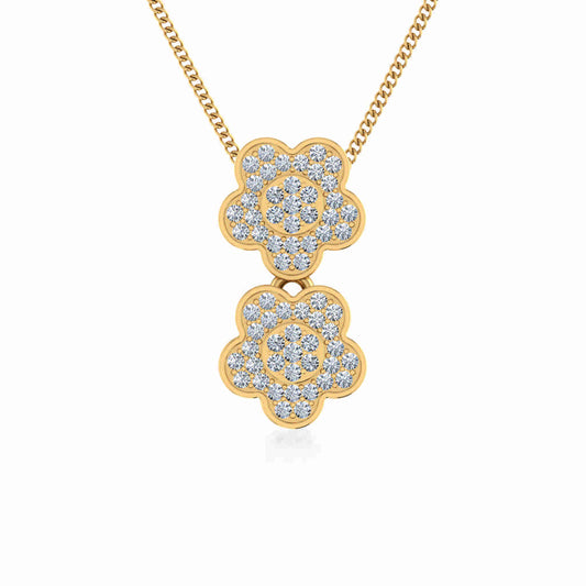10K Yellow Gold Womens Round Diamond Floral Cluster Top Open Pendant 1/5 Ctw