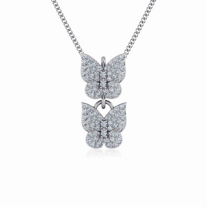 10K White Gold Womens Round Diamond Butterfly Cluster Top Open Pendant 1/4 Ctw