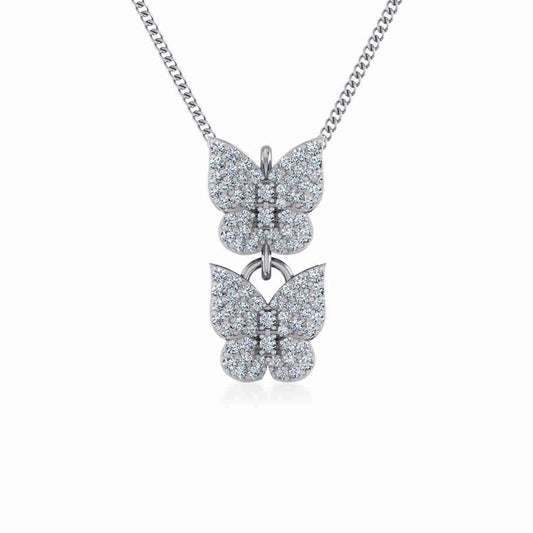 10K White Gold Womens Round Diamond Butterfly Cluster Top Open Pendant 1/4 Ctw