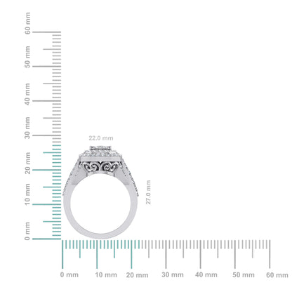 10K White Gold Round Diamond Pear Shape Size 7 Head Ladies Ring 1 Ctw