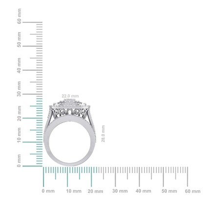 10K White Gold Round Diamond Designer Size 7 Head Ladies Ring 2-1/3 Ctw
