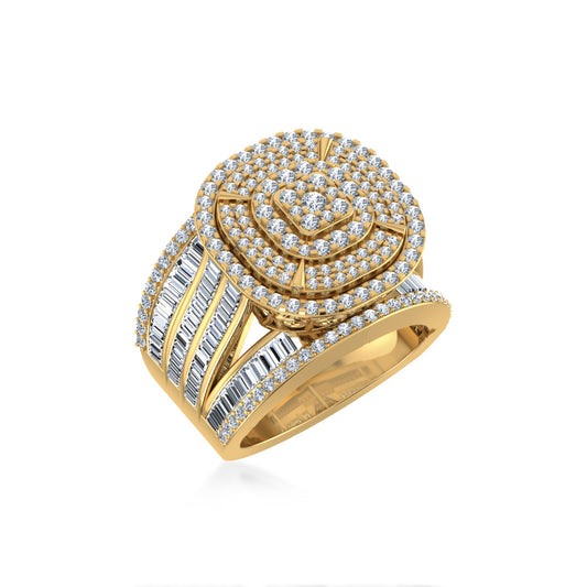 10K Yellow Gold Round Diamond Designer Size 7 Head Ladies Ring 2-1/3 Ctw