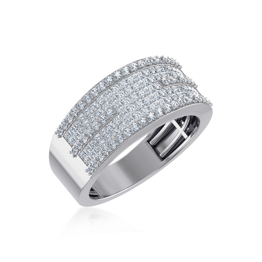 10K White Gold Princess Diamond Mens Invisible Band 2 Ctw