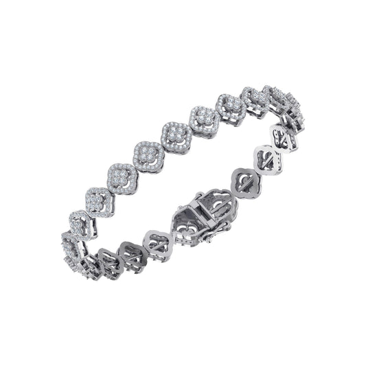 10K White Gold Round Diamond Womens Designer 7" Bracelet 3-3/8 Ctw