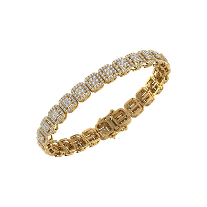 10K Yellow Gold Round Diamond Womens Designer 8" Bracelet 4-3/8 Ctw