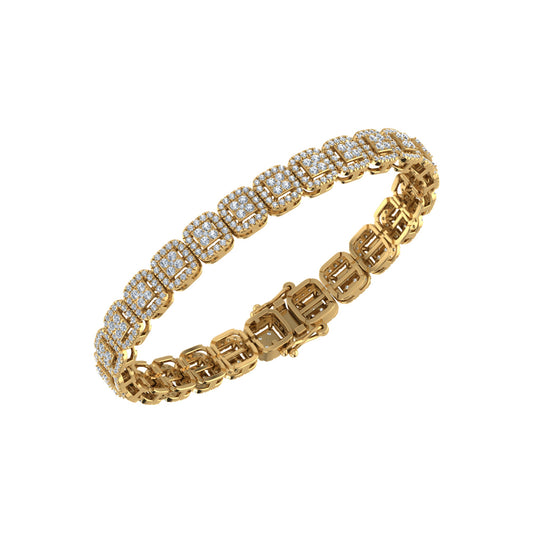 10K Yellow Gold Round Diamond Womens Designer 8" Bracelet 4-3/8 Ctw