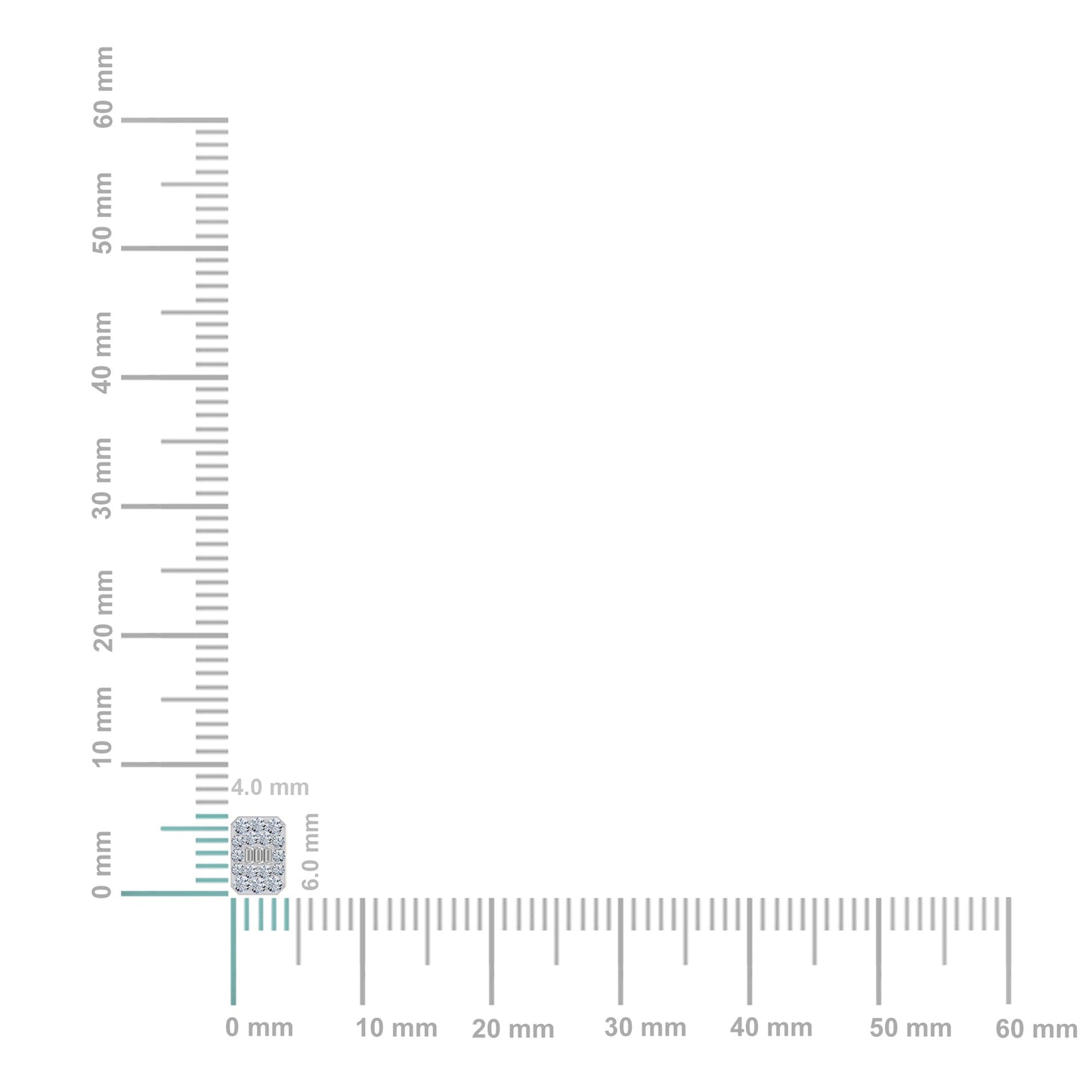 10K White Gold Baguette Diamond Emerald Shape Stud Earring 1/5 Ctw