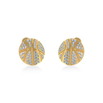 10K Yellow Gold Round Baguette Diamond Designer Stud Earrings 1/4 Ctw 1/4 Ctw