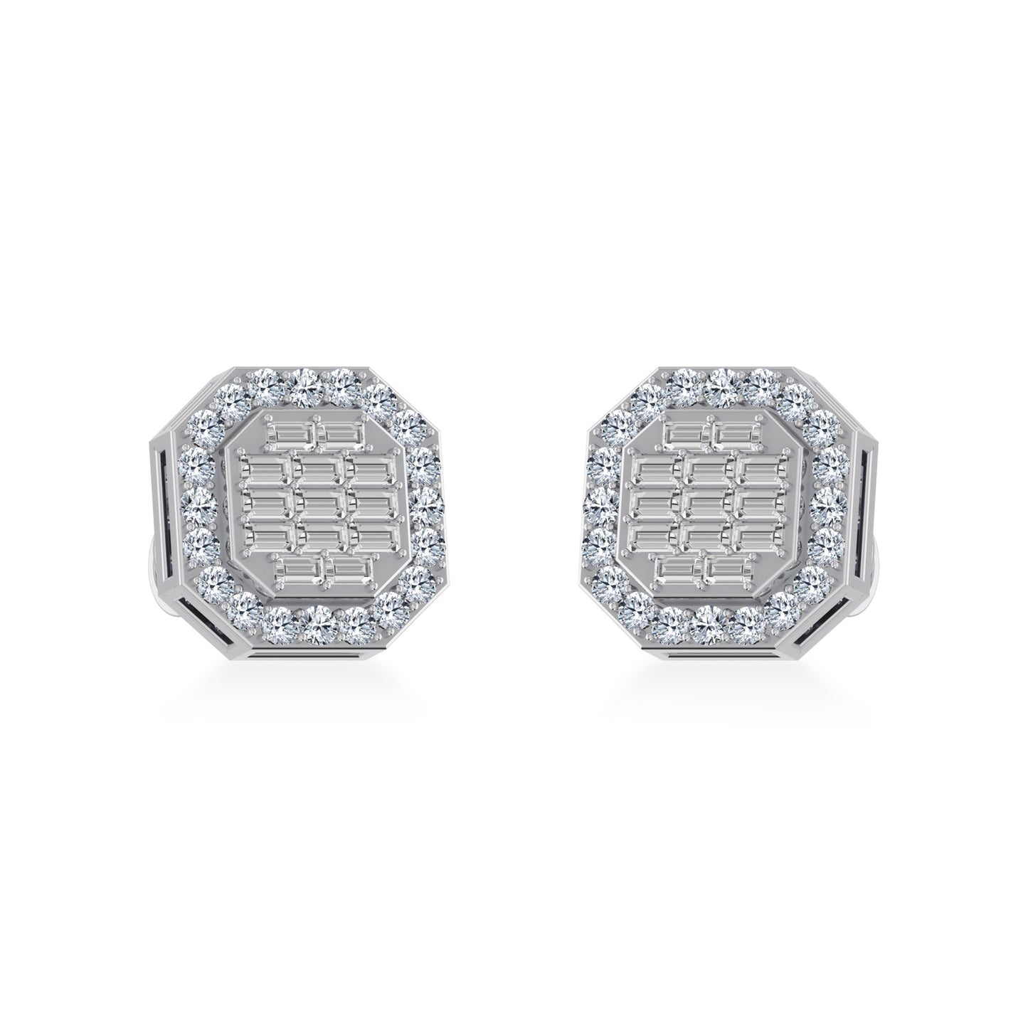 10K White Gold Diamond Designer Stud Earring 1/2 Ctw